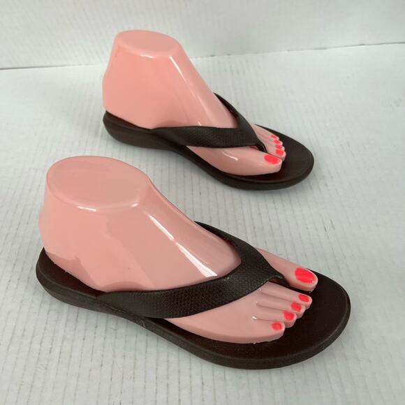 Oka B Okabashi Elle Brown Thong SlipOn Slides Flip Flop Sandal M (7-7.5) - Picture 4 of 10
